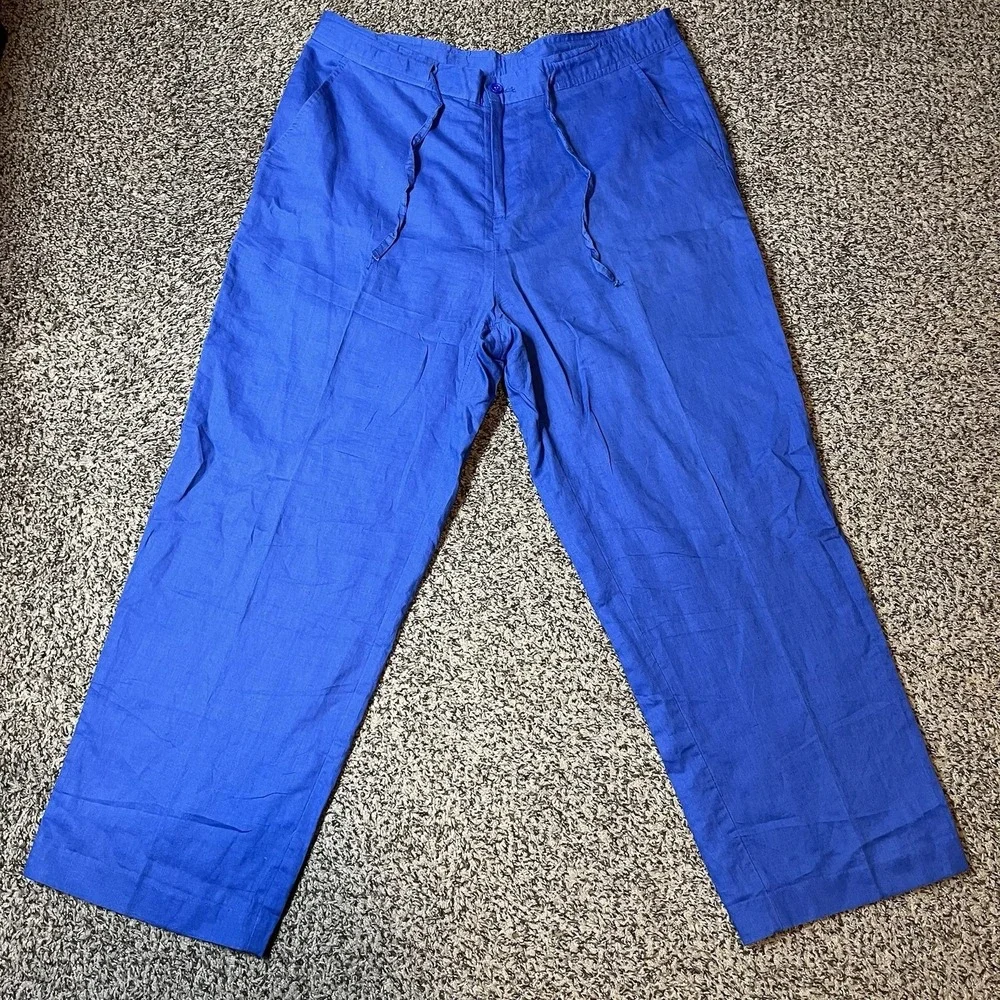 Successo Uomo Phita 36x32 (fits 34x27) Blue Linen Pants Men Wide Leg Fit READ